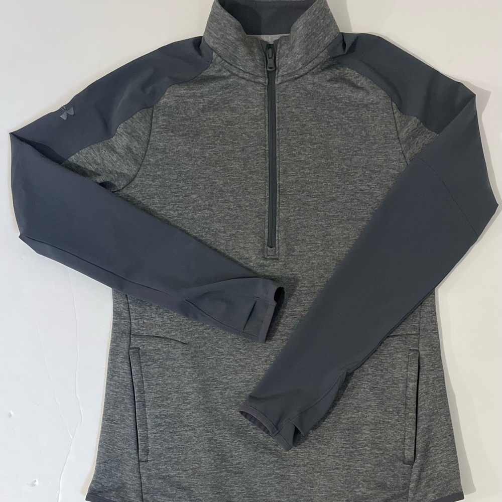 Womens Under Armour Cold Gear Loose 1/2 Zip Gray Size Small